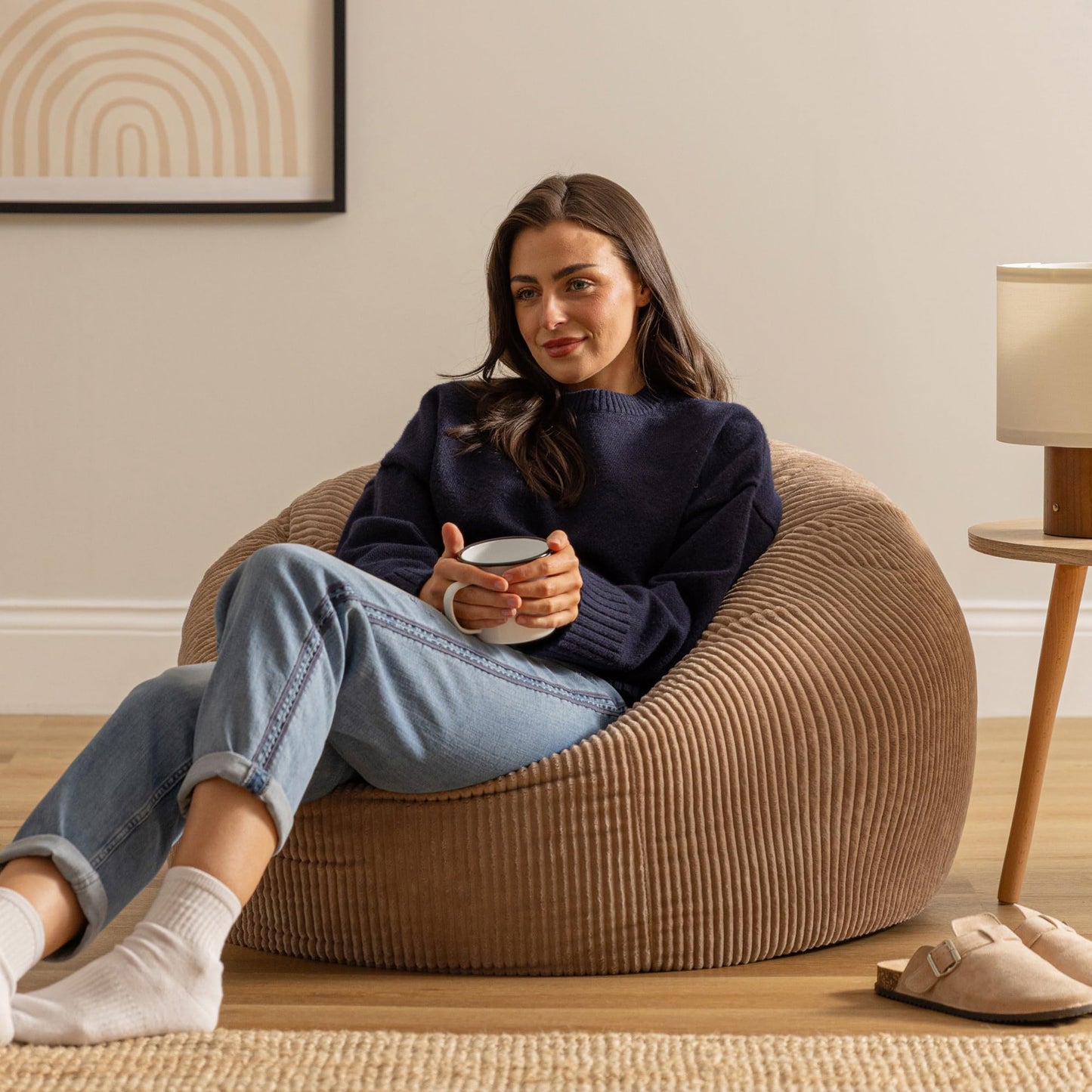 icon Kingston Cord Bean Bag with Filling Included, Brown