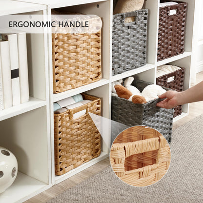 Mangata 31 cm Storage Cube Boxes for 33 cm Closet, Rattan Effect Storage Baskets, Wicker Woven Polyrattan Material Closet Organizer, 31x31x31 cm