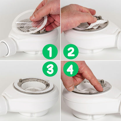 Drain hair catcher for gluing, 12 pcs, compatible with Viega Tempoplex shower drain year 2001-2006, disposable strainer sticker, shower tray filter