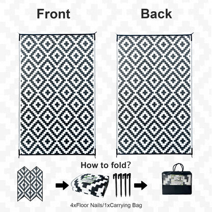 CHOSHOME Outdoor Rug for Garden 150x240CM Large Outdoor Rugs Waterproof Camping Rugs Portable Carpet Woven Rug Easy Cleaning Rug Recycled Balcony Rug