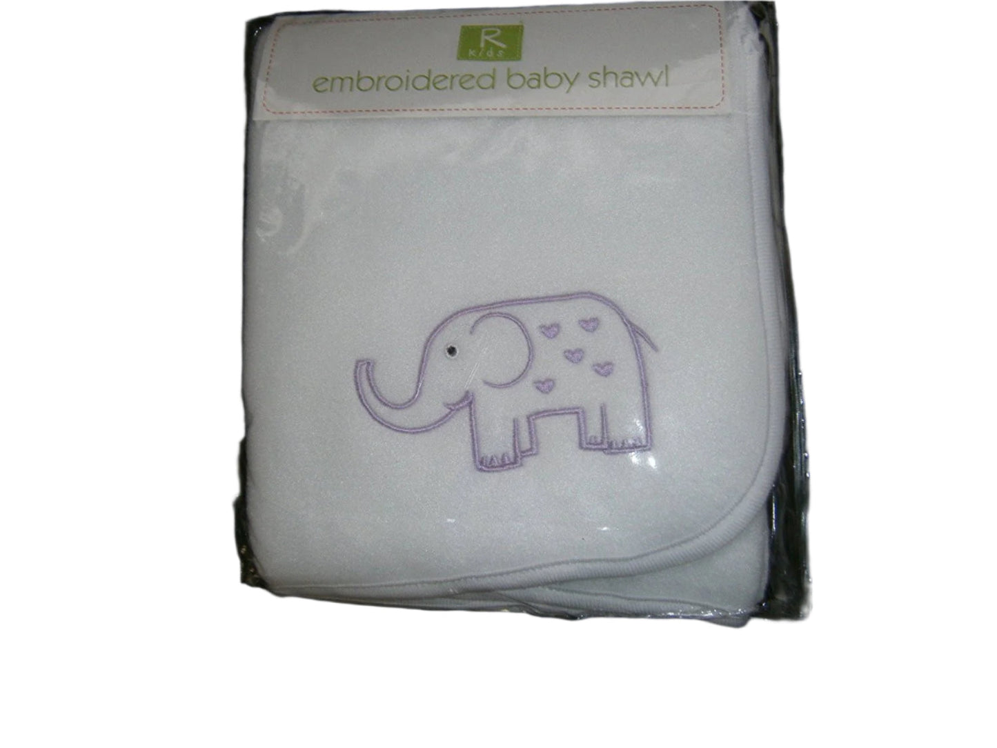 r kids embroidered baby shawl elliphant in purple with whit shawl 94cmx82 approx