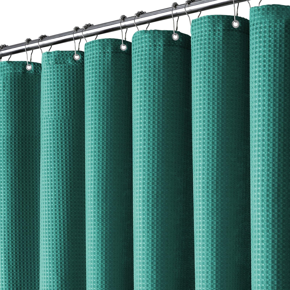 BTTN Waffle Weighted Shower Curtain, Waterproof, 182x182cm, Seaweed Green