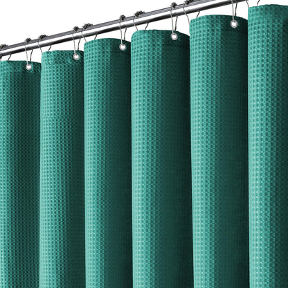 BTTN Waffle Weighted Shower Curtain, Waterproof, 182x182cm, Seaweed Green