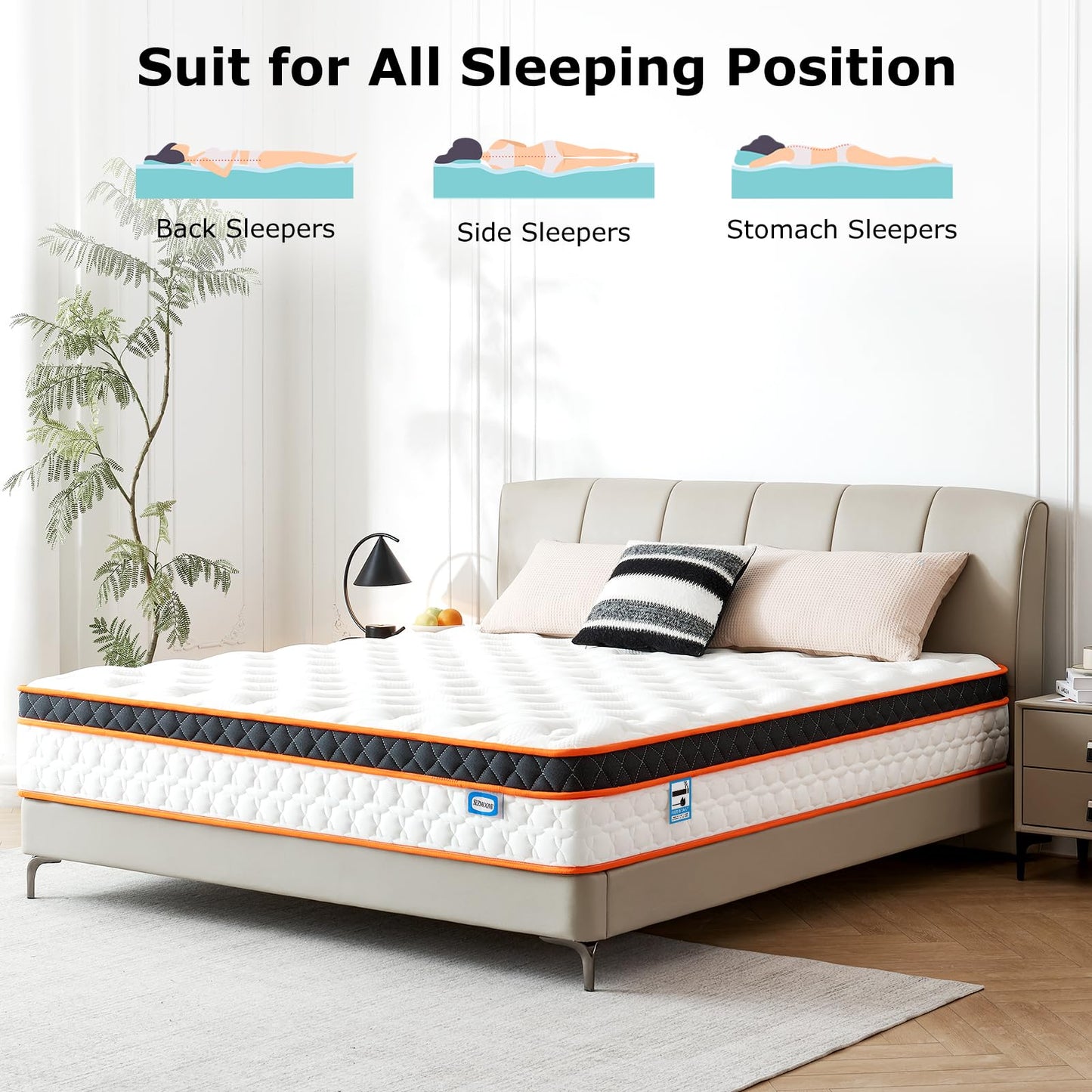 Double Mattresses 4FT6, Gel Memory Foam & Individually Pocket Sprungs Hybrid Medium Firm Double Mattress, Cooling Double Bed Mattress, Orthopedic