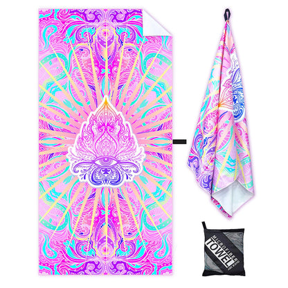Pink Sand Fibre Microfibre Beach Towel - 160x90cm, Adults, Quick Dry, Lightweight & Compact Sports Towel - Perfect for Travel, Yoga or Gym