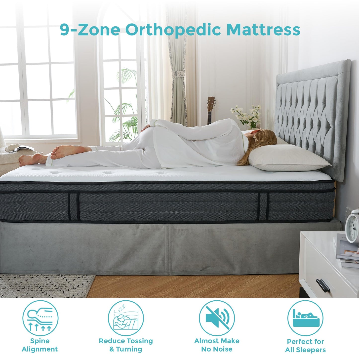 SANA SLEEP 5FT King Mattress,9 Zone Orthopedic King Mattress, Comfortable Home Pocket Spring Mattress