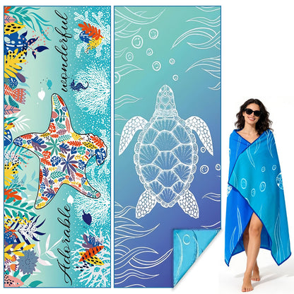 2 Pcs Microfibre Beach Towels for Adults,Microfibre Lightweight Beach Towel