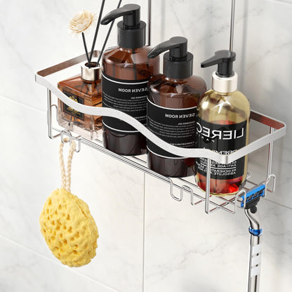 ALOCEO Shower Caddy Hanging No Drilling, Silver Shower Shelf, Shower Storage 304 Stainless Steel Suitable for Use in the Bathroom