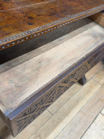 Antique Anglo-Indian Carved Oak Hall Table Sideboard / Antique Console Side Table