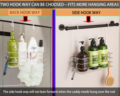 Seltomer Hanging Shower Rack Bathroom Shower Caddy Organizer Shampoo Brakect ，Rotatable Hook Bar ，Rust Proof (Single-Layer)