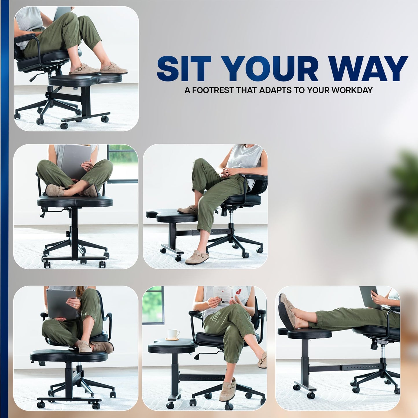 VIVO Black Retrofit Footrest for Office Chair, Chair-REST1