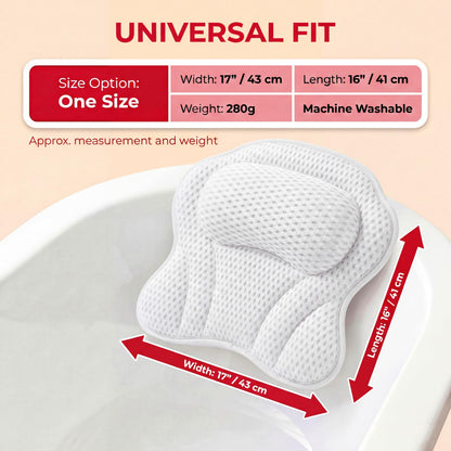 Bath Pillow LAVISMA Ergonomic Bathtub Cushion with 4D Breathable Mesh, Head, Neck, Shoulder & Back Support, 6 Strong Suction Cups