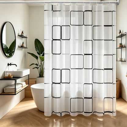 Vllcsla Shower Curtains Mould Proof Resistant 180 200 220 240 cm, 180x240 cm, Extra Long Bathtub Curtains 240 Drop Black and White