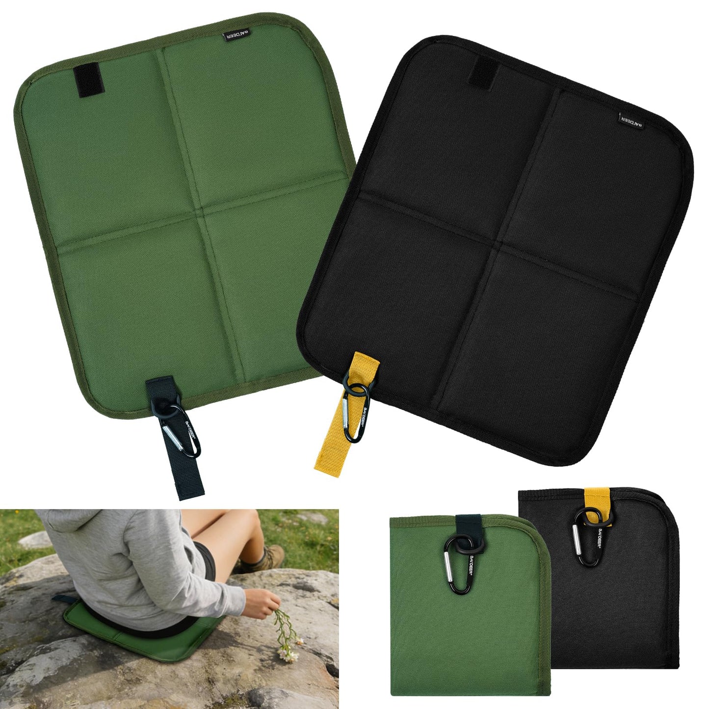 HOTUT Outdoor World Folding Sit Mat, 2 Pcs Camping Seat Mat, Waterproof, Moisture-Resistant, Compact Foldable Cushion, Portable Sitting Cushion