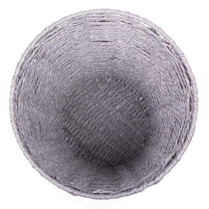 woodluv Round Waste Paper Basket Bin - Rubbish Bin for Bedroom, Bathroom, Offices or Home - Grey