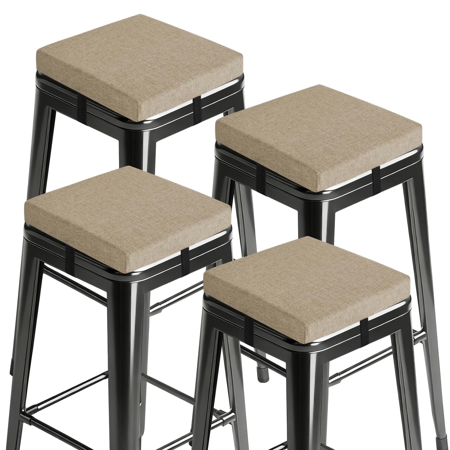 MineCozy Bar Stool Cushions Square 12" x 12" Set of 4 Beige