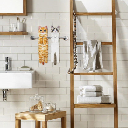 Cat Funny Hand Towels - Cute Bathroom Kitchen Towels Cat Decor Decorative Hanging Face Towels Super Absorbent Soft