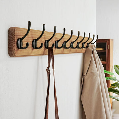 Dseap Coat Rack Wall: 97cm Long, Patented, Heavy-Duty, 10-Double-Hooks Wooden Wall Mounted Coat Rack Coat Hanger Hook Rail for Winter Coats Hat