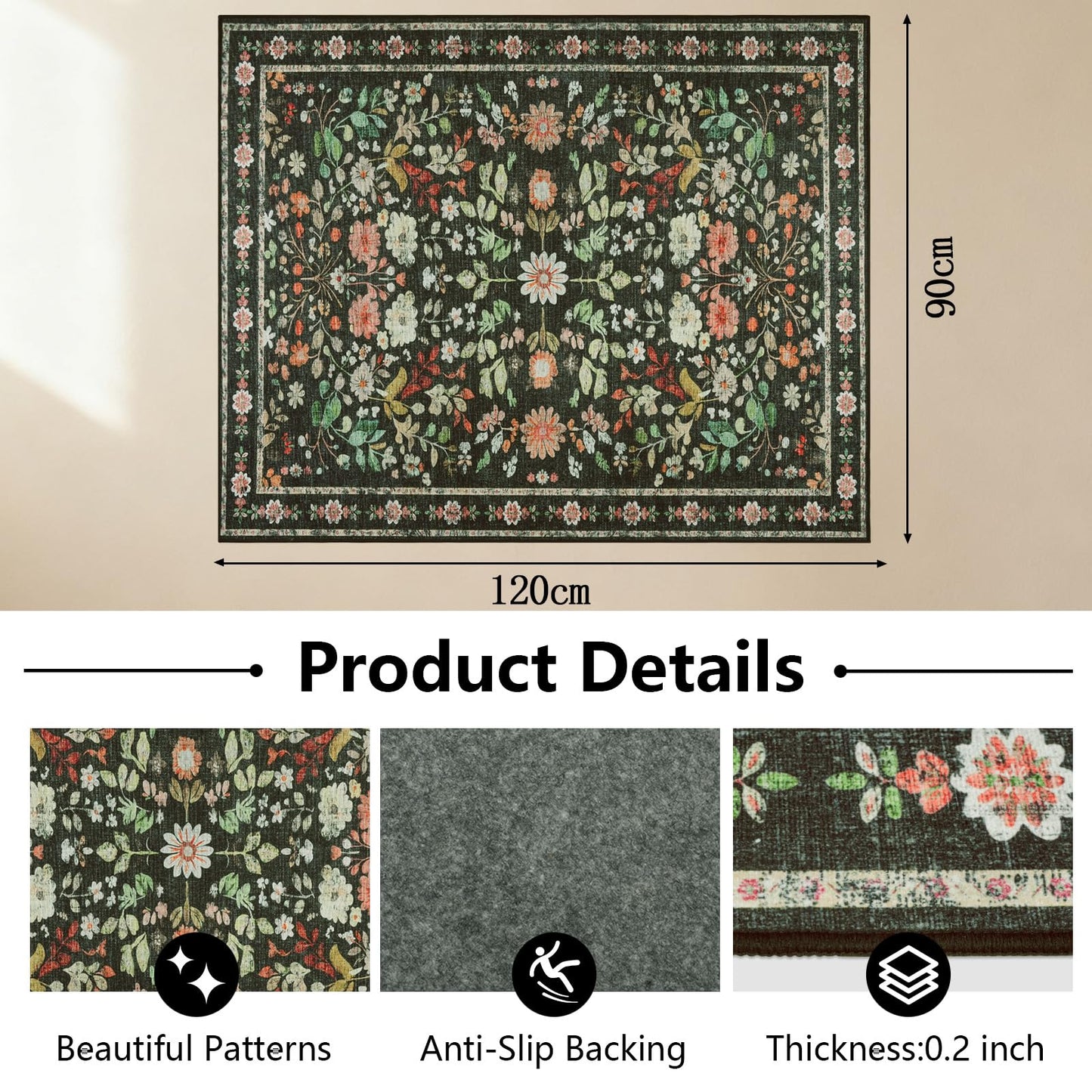 Homcomodar Office Chair Mat for Hardwood Floor 90x120cm Black Floor Protector for Office Chair Gaming Chair Mat Non-Slip Office Floor Mat for Hard