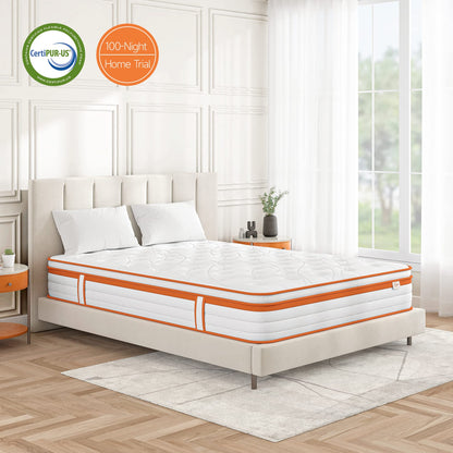 TeQsli 3FT Single Mattress, 10.6 Inch Memory Foam Pocket Sprung Hybrid Single Mattress Zone Support for Pressure & Back Pain Relief Medium Firm Box