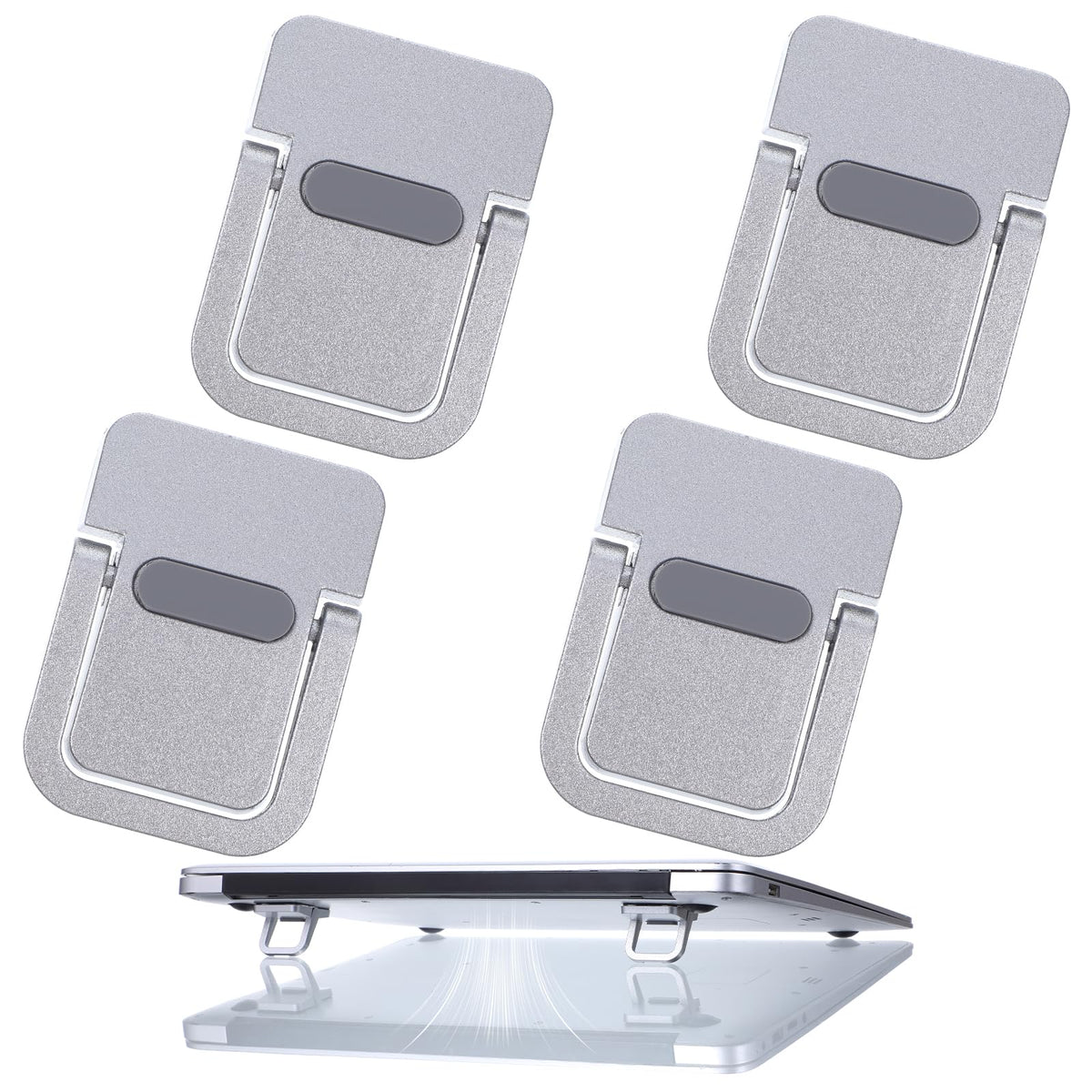 WJIAAA 4PCS Portable Keyboard Riser Self Adhesive Laptop Stand Black Mini Invisible Computer Feet for Desk Computer Keyboard Stand Laptop Holder with