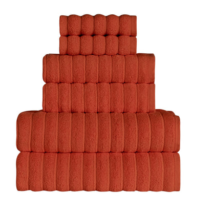 BERIBO Cloud Turkish Towels 100% Cotton - Set of 6-620gsm (Burnt Terracotta)