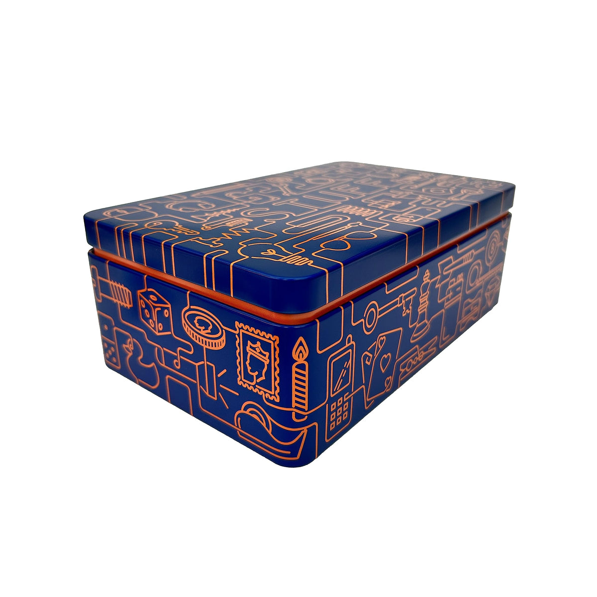 TINIT Stuff Tin - Man Tin Miscellaneous Storage Box (Navy/Orange)