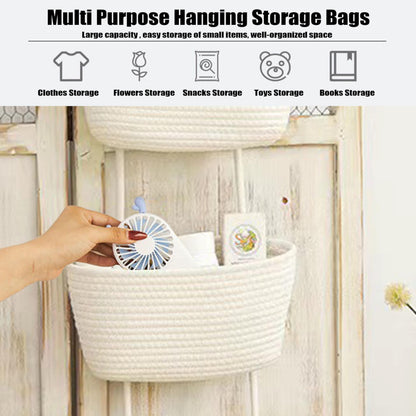 AARAINBOW Wall Hanging Cotton Baskets, Large 3 Tier Decorative Hanging Baskets for Wall Door, Boho Nursery Wall Basket for Organizing