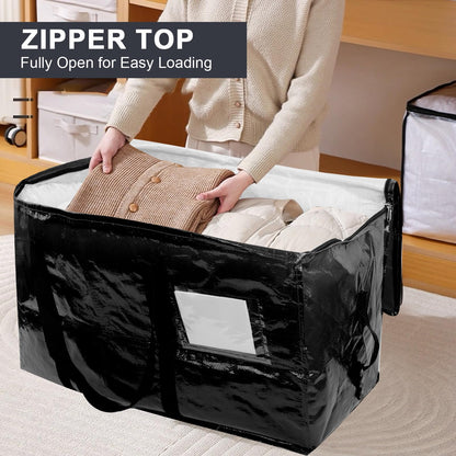 Zandrix 95L Waterproof Storage Bags Moving Boxes Bags with Lids - 4 Pack