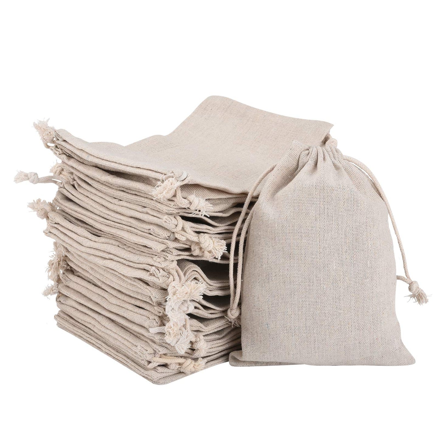 Irich 30 Pack Cotton Drawstring Bags (10 X 12cm/3.94 X 4.72 Inch), Biodegradable & Reusable Cotton Bags for Wedding Party and Festivals, Craft Gift