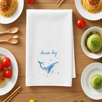 Yeeaulpa Whale Gifts Kitchen Towel,Whale from the Sea Towel,Birthday Present for Women,Sailing Marine Biology Gifts,Sea Swimming Presents,Nautical