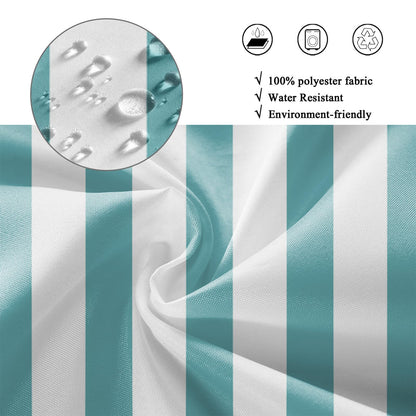 GCIREC Shower Curtain, 180x180cm, Light Teal and White Modern Minimalism Vertical Stripes Waterproof Fabric Machine Washable Bathroom Curtain with