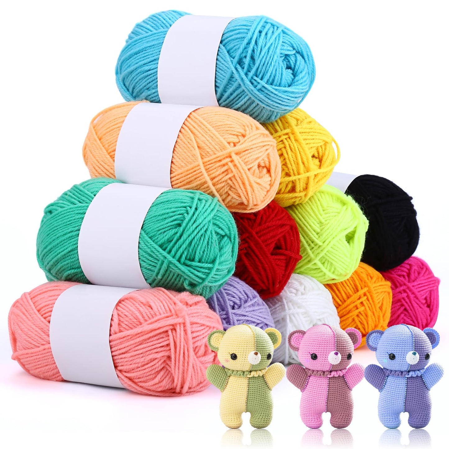 12X 50g Double Knitting Yarn 100% Acrylic Knitting Colourful DK,600g Perfect for Any Crochet and Knitting Mini Project,Knitting Wool Crochet, Ideal