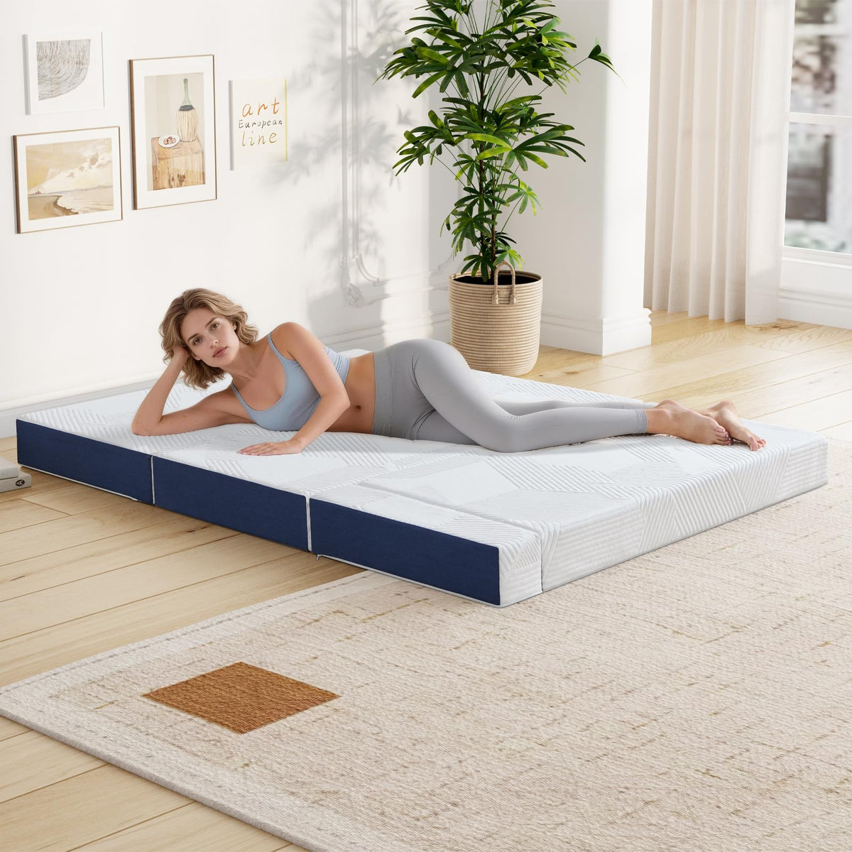 Hiimgo Folding Mattress,Single Memory Foam Trifold Mattress,90x190x10cm