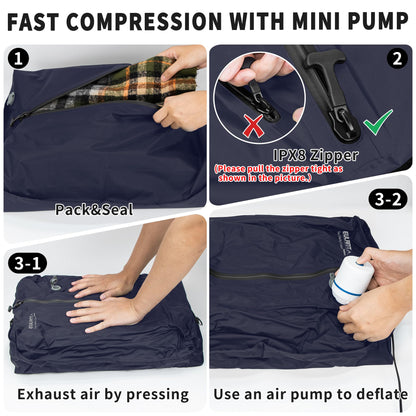 EULANT Vacuum Storage Bags for Travel, Reusable Vacuum Zipper Sealer Bag for Clothes, Compression Packing Cubes for Suitcases/Luggage/Backpack
