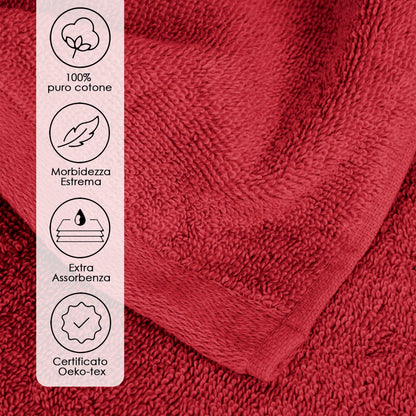 Ruggeri, Set 3 Piece Hand Towel Set, 50x100 cm, Soft Cotton, Red