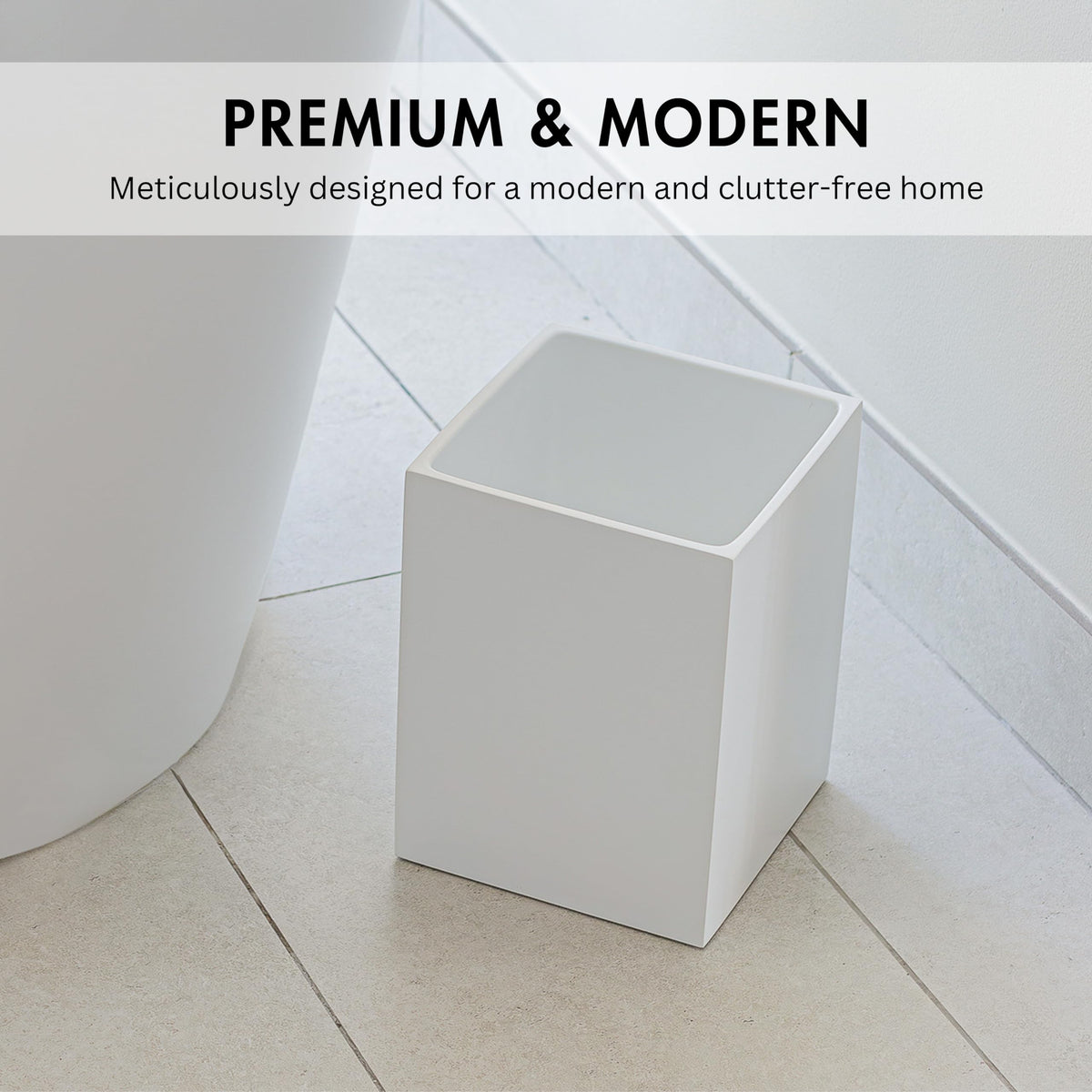 YEW DESIGN Matte White Square Small Trash Can, 2 Gallons / 7.5L Garbage Can, Waste Basket for Home, Bathrooms, Office, Under Desk, Bedroom