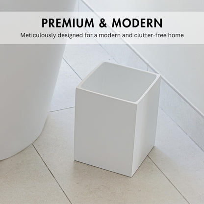 YEW DESIGN Matte White Square Small Trash Can, 2 Gallons / 7.5L Garbage Can, Waste Basket for Home, Bathrooms, Office, Under Desk, Bedroom