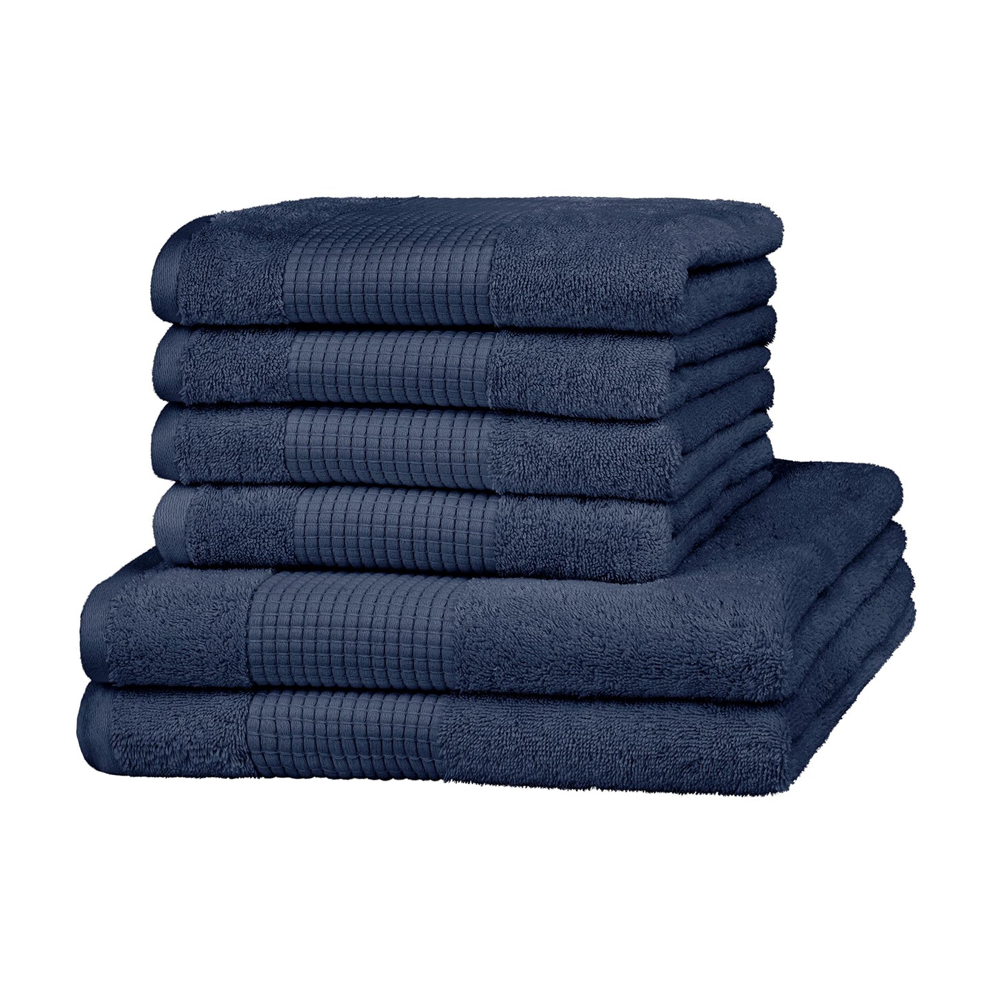 Merana Hand Towel Set Absorbent, Soft and Lint Terry Guest Towel Quality Heavy Organic Cotton 590 GSM, Pacific Blue, 6er Sparset | 4x Handtuch