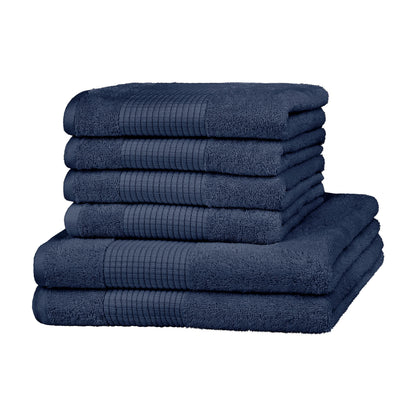 Merana Hand Towel Set Absorbent, Soft and Lint Terry Guest Towel Quality Heavy Organic Cotton 590 GSM, Pacific Blue, 6er Sparset | 4x Handtuch