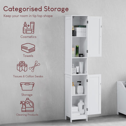 Bath Vida Priano Freestanding 2 Door Tall Storage Cabinet, White