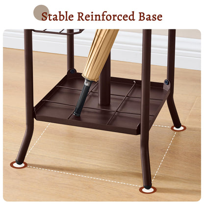 FAVOOSTY Coat Stand Coat Rack with 12 Hooks, Free standing Clothes Clothing Rack with Umbrella Holder, Hats