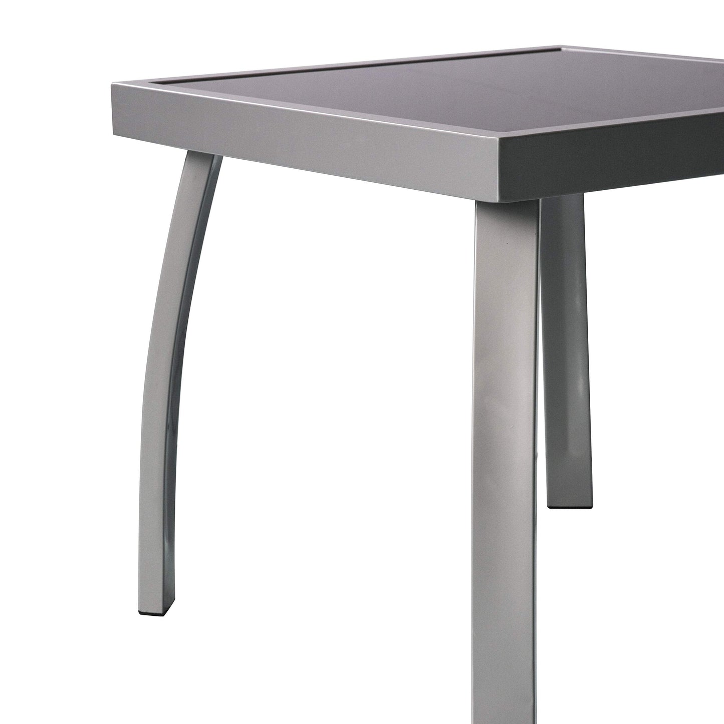 Jarder Garden Coffee Side Snack Table | Square | Aluminium & Tempered Glass | Patio Outdoor