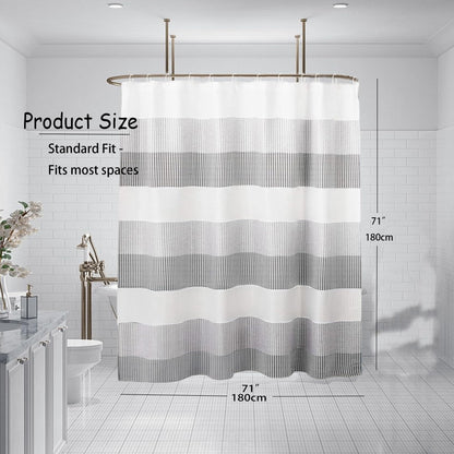 maifey Shower Curtain for Bathroom, Waffle Fabric Heavy Duty Waterproof Wet Room Grey Shower Curtains Heavy Duty Bath anti-fouling with 12 Hooks 180