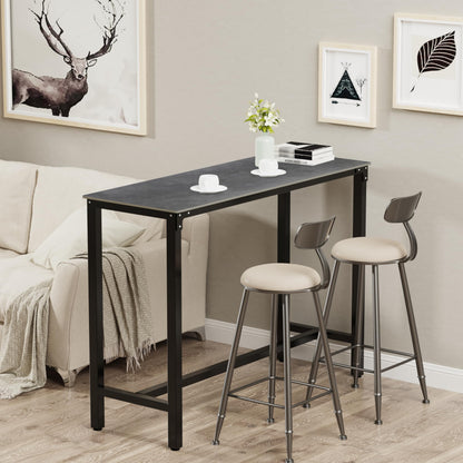 FATIVO 120cm Rectangular Bar Table Sintered Stone Marble Top, 105cm Height