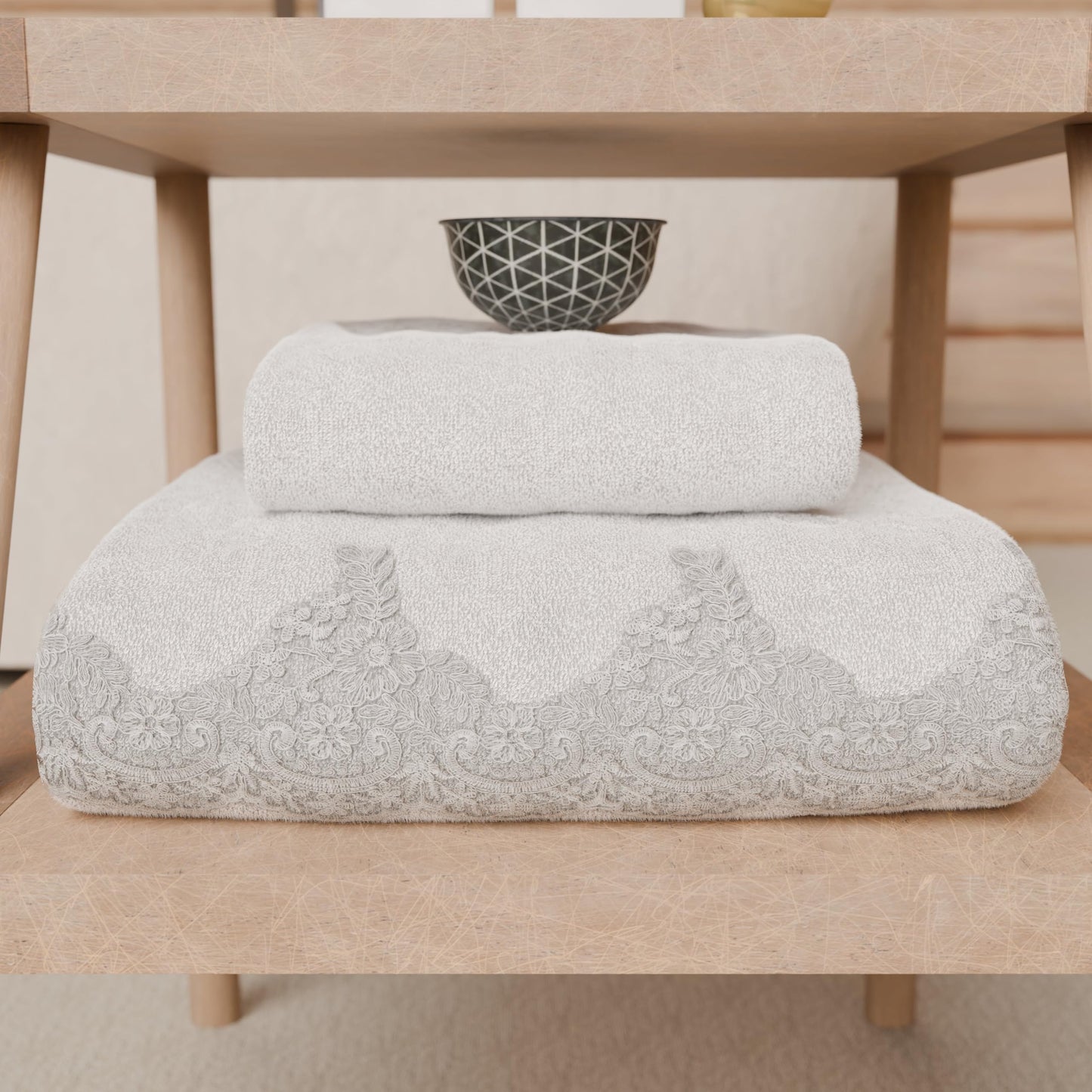 PETTI Artigiani Italiani - 100% Cotton Terry Bath Towels, 1+1 Towel Set, 2 Pieces, 1 Face Towel and 1 Hand Towel, White