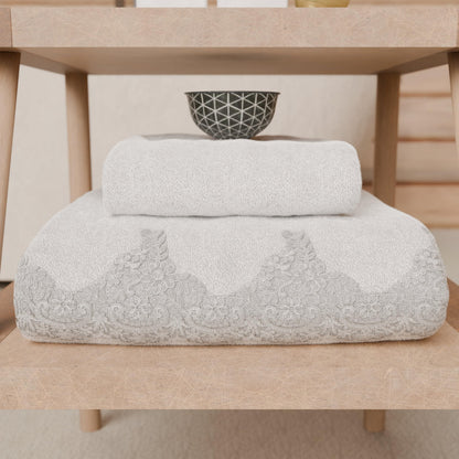 PETTI Artigiani Italiani - 100% Cotton Terry Bath Towels, 1+1 Towel Set, 2 Pieces, 1 Face Towel and 1 Hand Towel, White