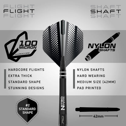 RED DRAGON Razor Edge Black 20g - Tungsten professional steel tip darts set with Dart Flights and Dart Shafts (stems)