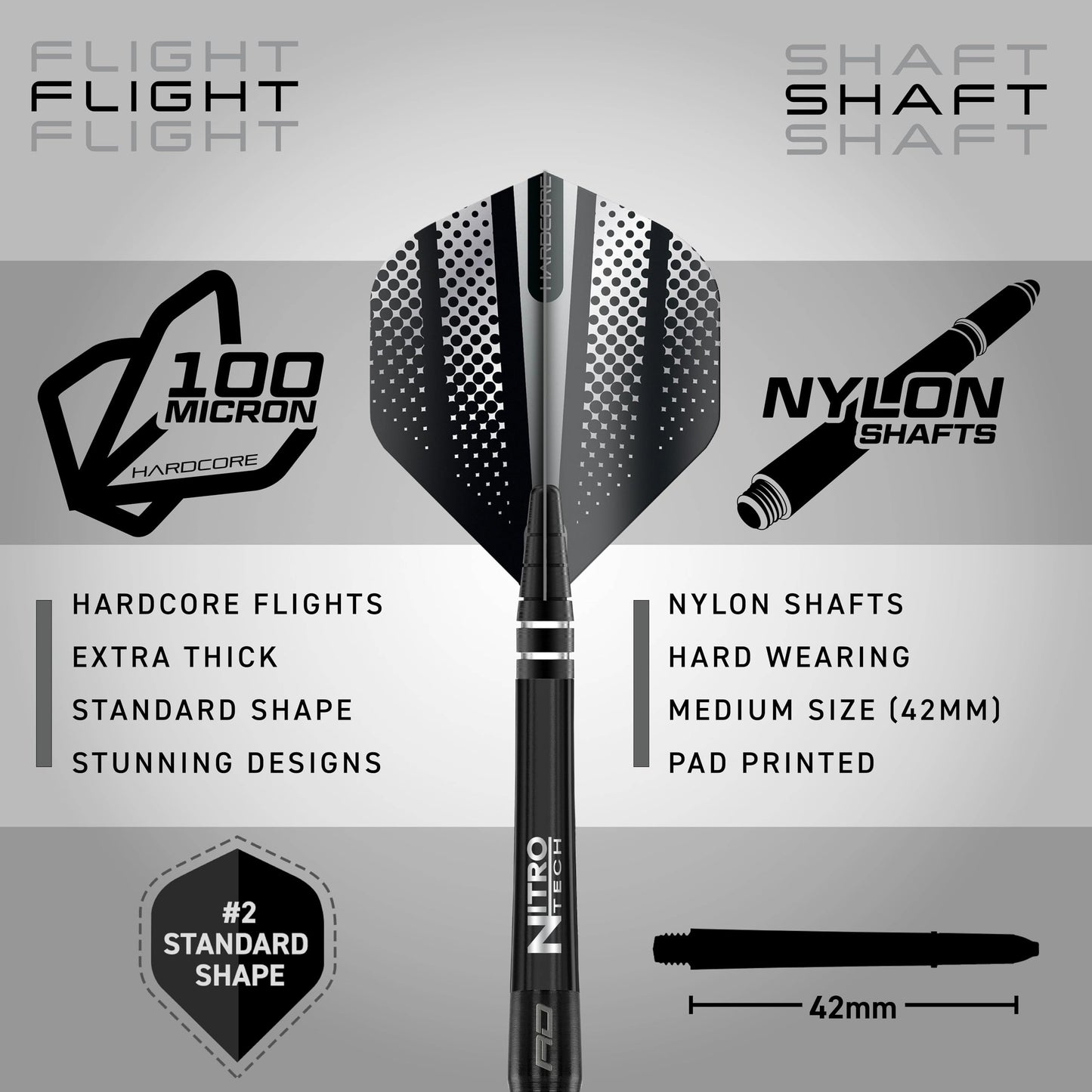 RED DRAGON Razor Edge Black 26g - Tungsten professional steel tip darts set with Dart Flights and Dart Shafts (stems)