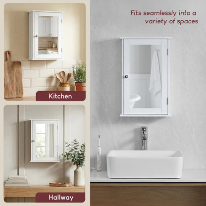 Bath Vida Bathroom Cabinet Single Mirrored Door Wall Mounted, White